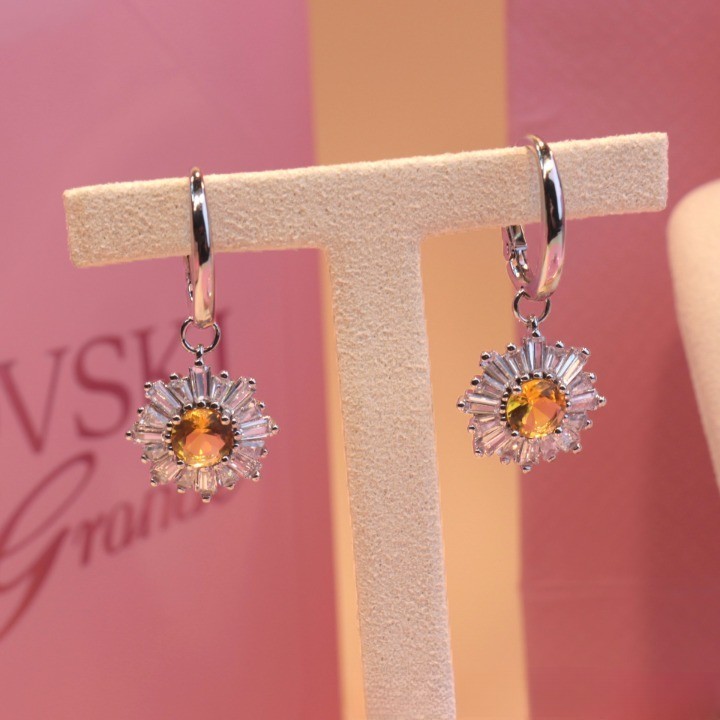 Swarovski Crystal Idyllia Yellow Sunflower Necklace Earrings Bracelet Set