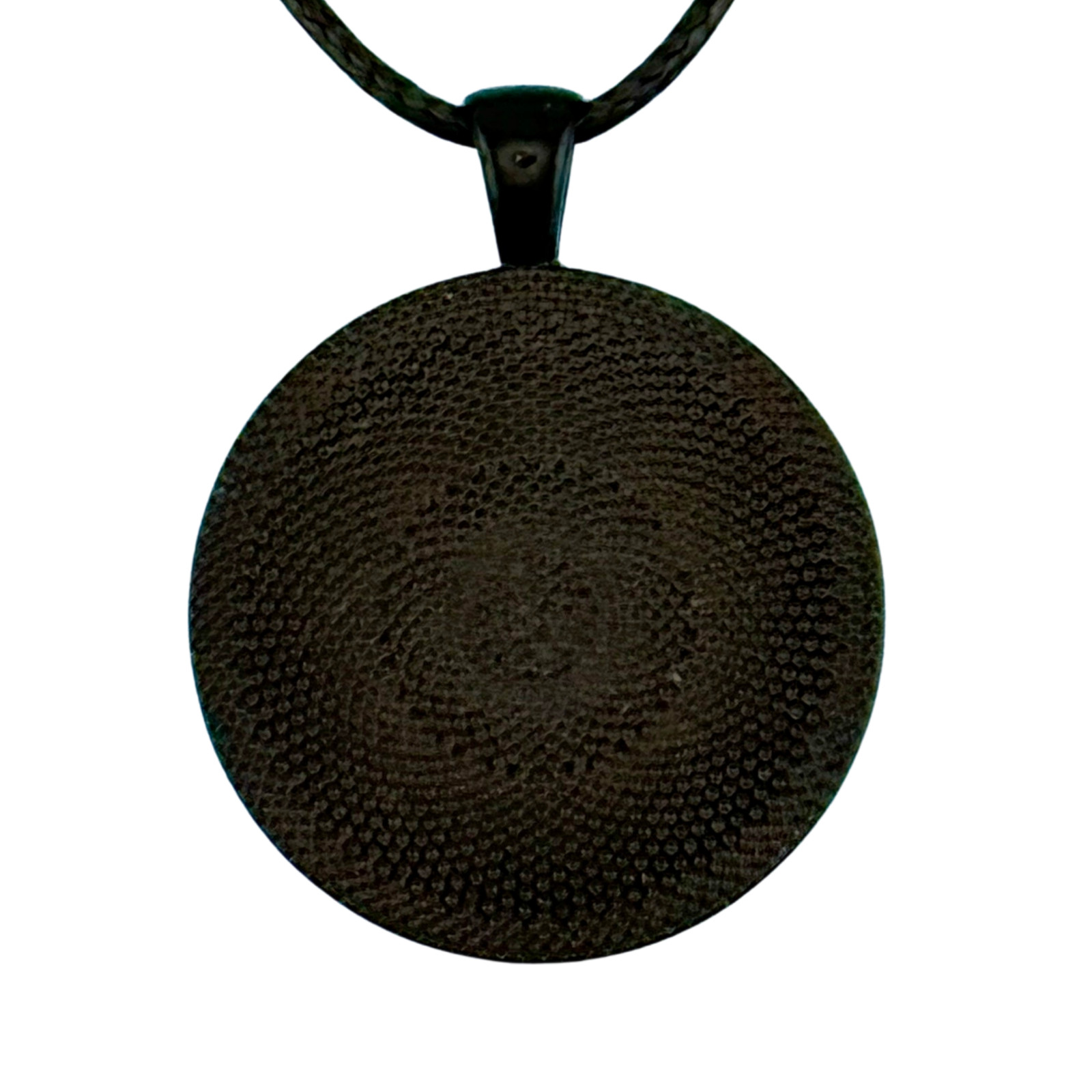 Pendant Necklace Handmade “Dark Side of the Moon” Black Bezel 30mm Black Cord