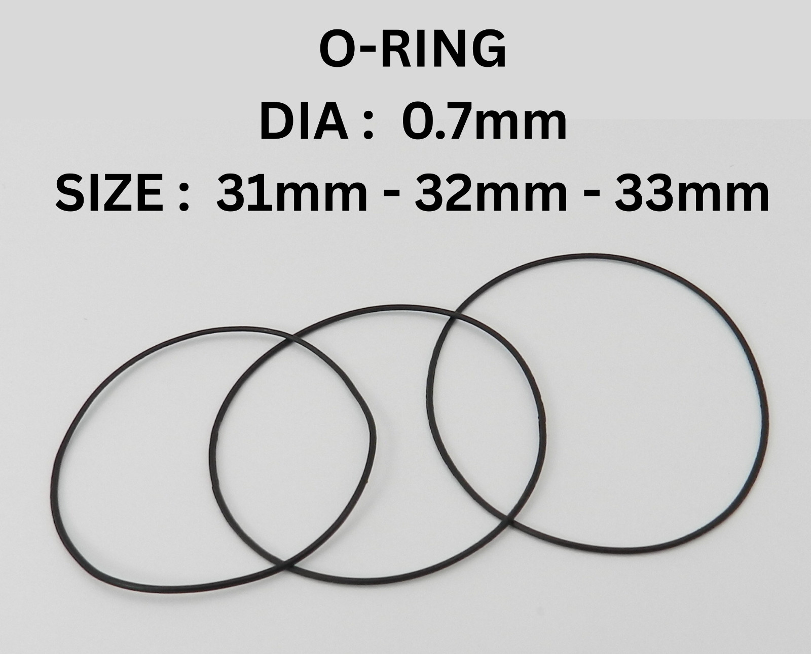 Rubber Watch Case Back O Ring Round Gasket 31mm – 32mm – 33mm Thick 0.7mm