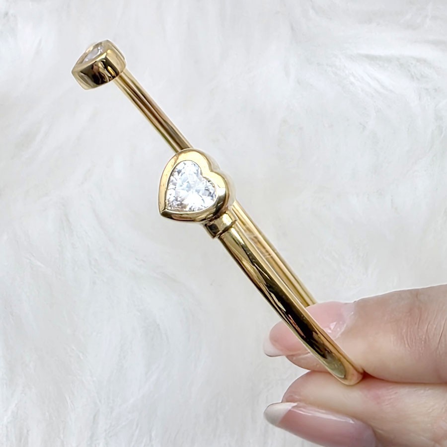 Heart gold plated silver 925 bangle