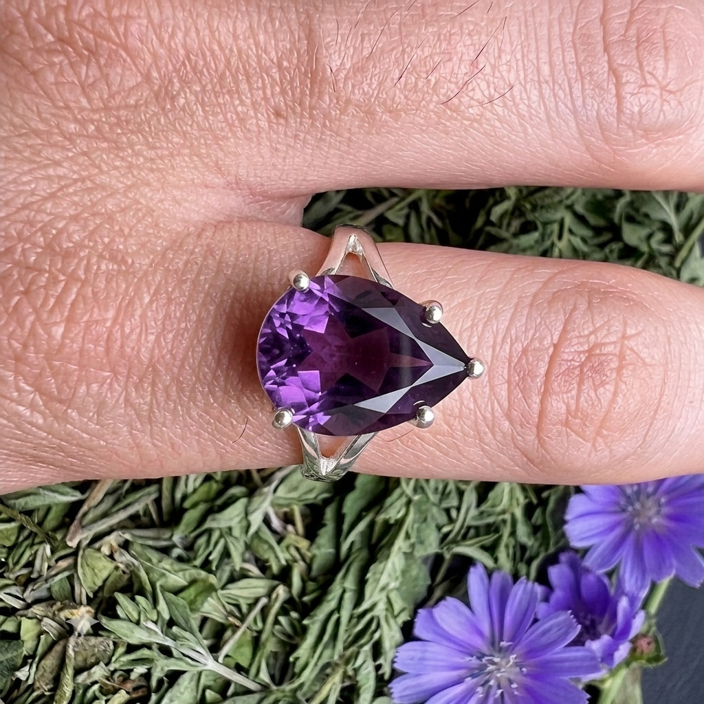 African Amethyst Gemstone Handmade 925 Sterling Silver Jewelry Ring All Size