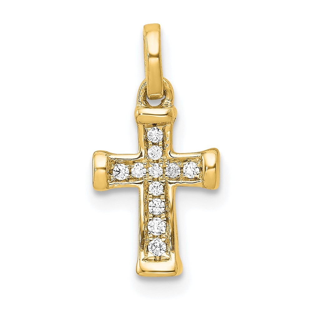 10k Yellow Gold Small 1/20ct. Diamond Latin Cross Pendant for Women 0.55g