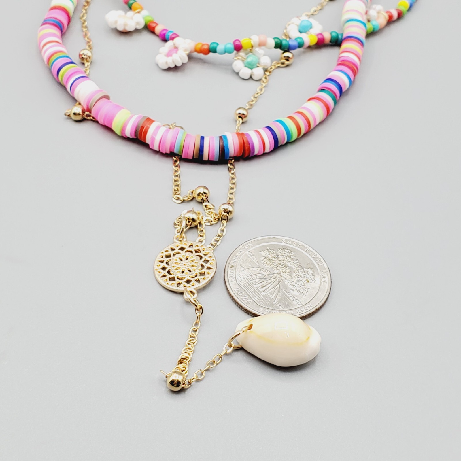 Bohemian Handmade Soft Clay Flowers Multilayer Necklace Fashion