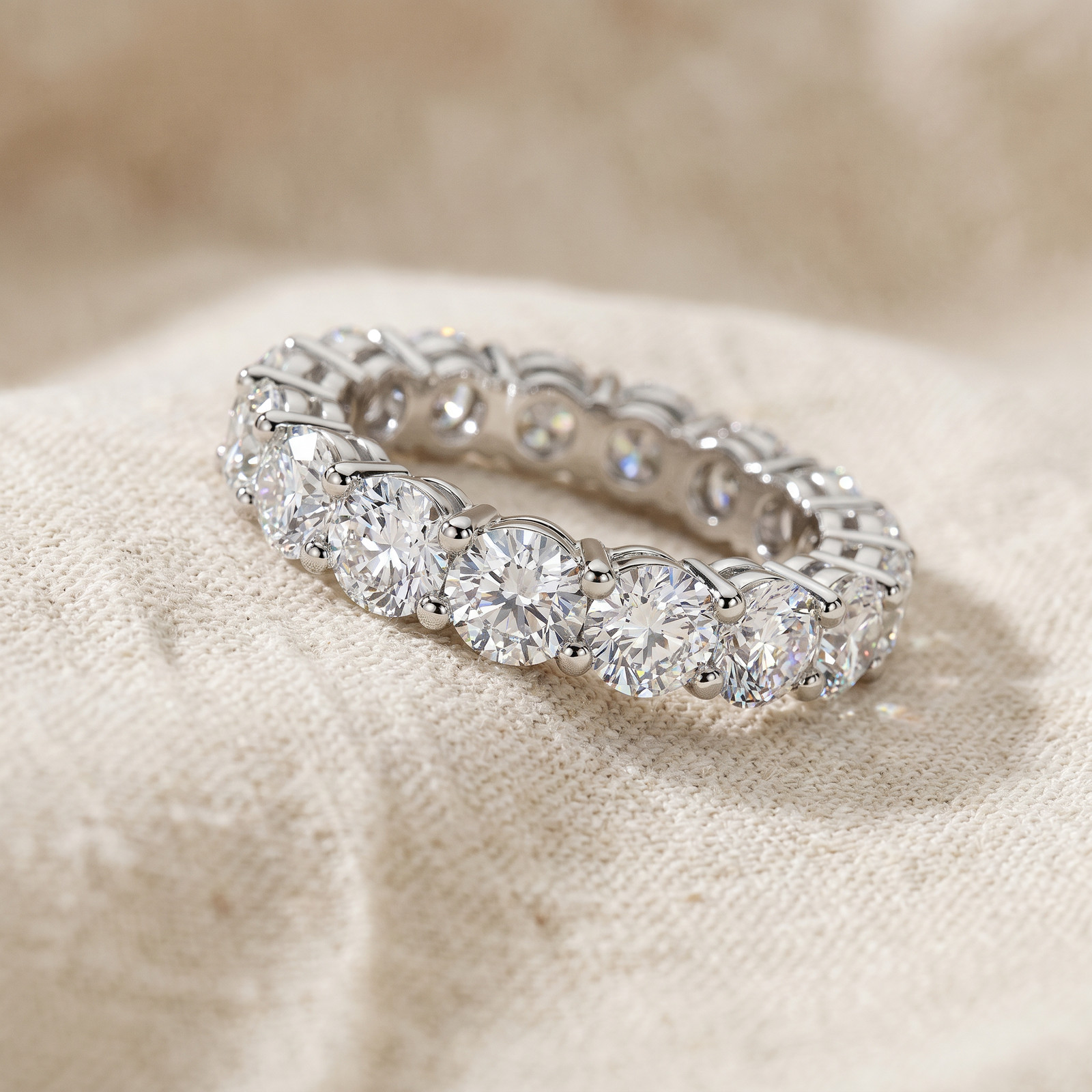 2 – 6Ct TW Diamond Eternity Ring 14k Gold Anniversary Lab Grown Wedding Band