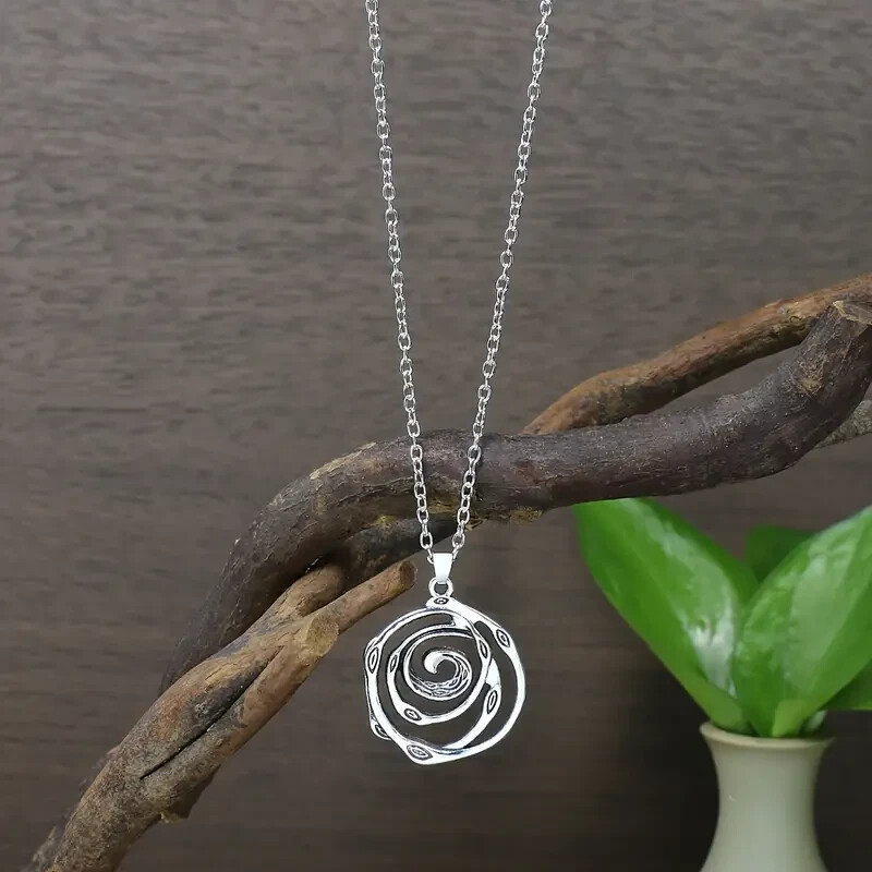 Elegant 925 Sterling Silver Charm Fashion Jewelry Unique Spiral Pendant Necklace