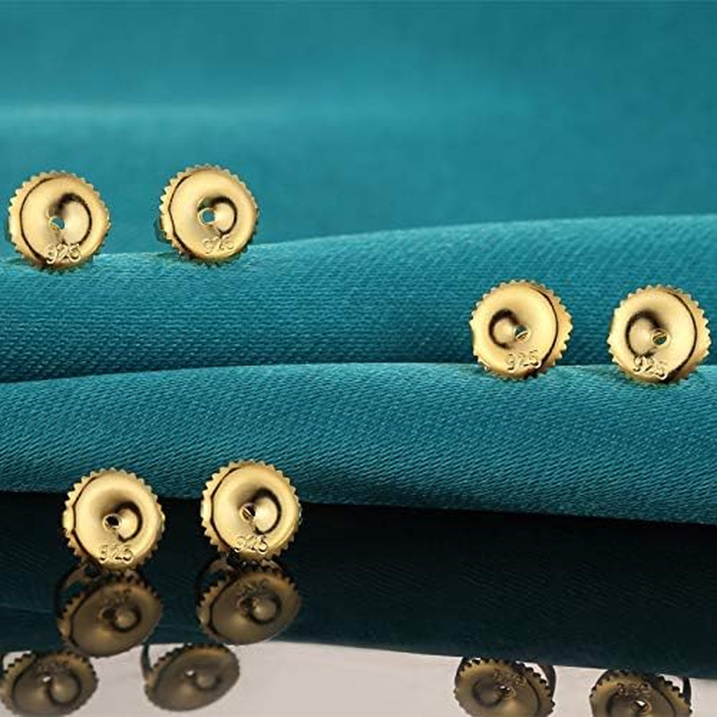 2Pairs Gold Screw Earring Backs Replacements,14K Gold Plated 925 Sterling Silver