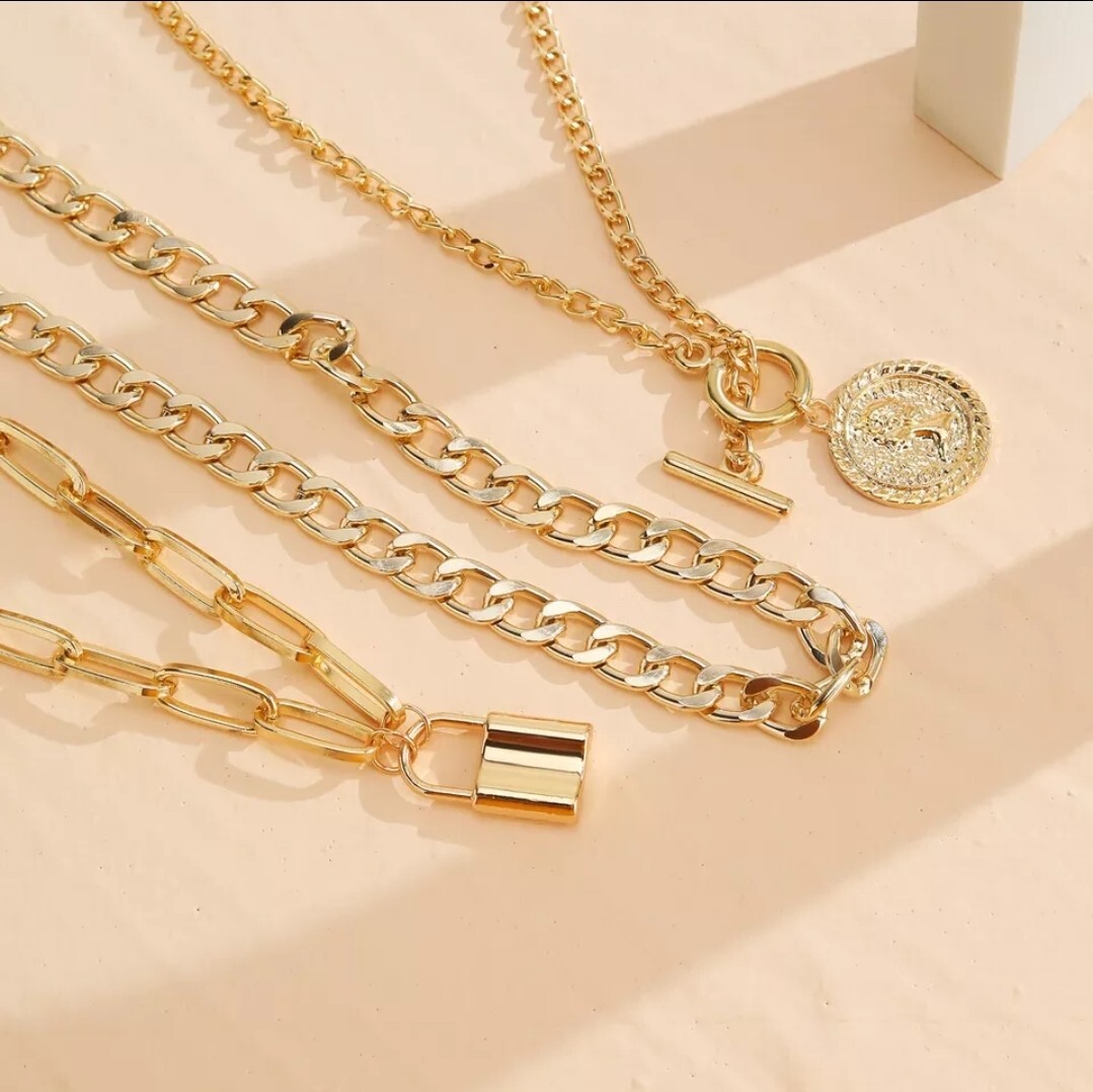 Chunky Multi-Layer Necklace Trendy Pendants Choker Women Fashion Jewelry 98-3