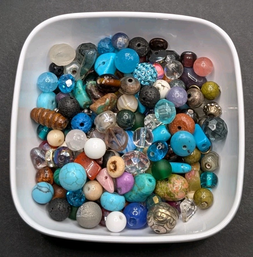 5oz Mystery Bead Soup Bag: Random Colorful Mixed 6-8mm Craft DIY
