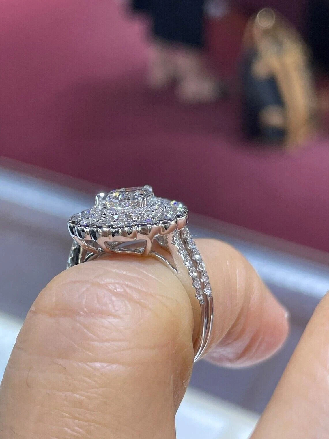 1.50Ct Lab Created Diamond Pear Teardrop Engagement Ring 14K White Gold Plated