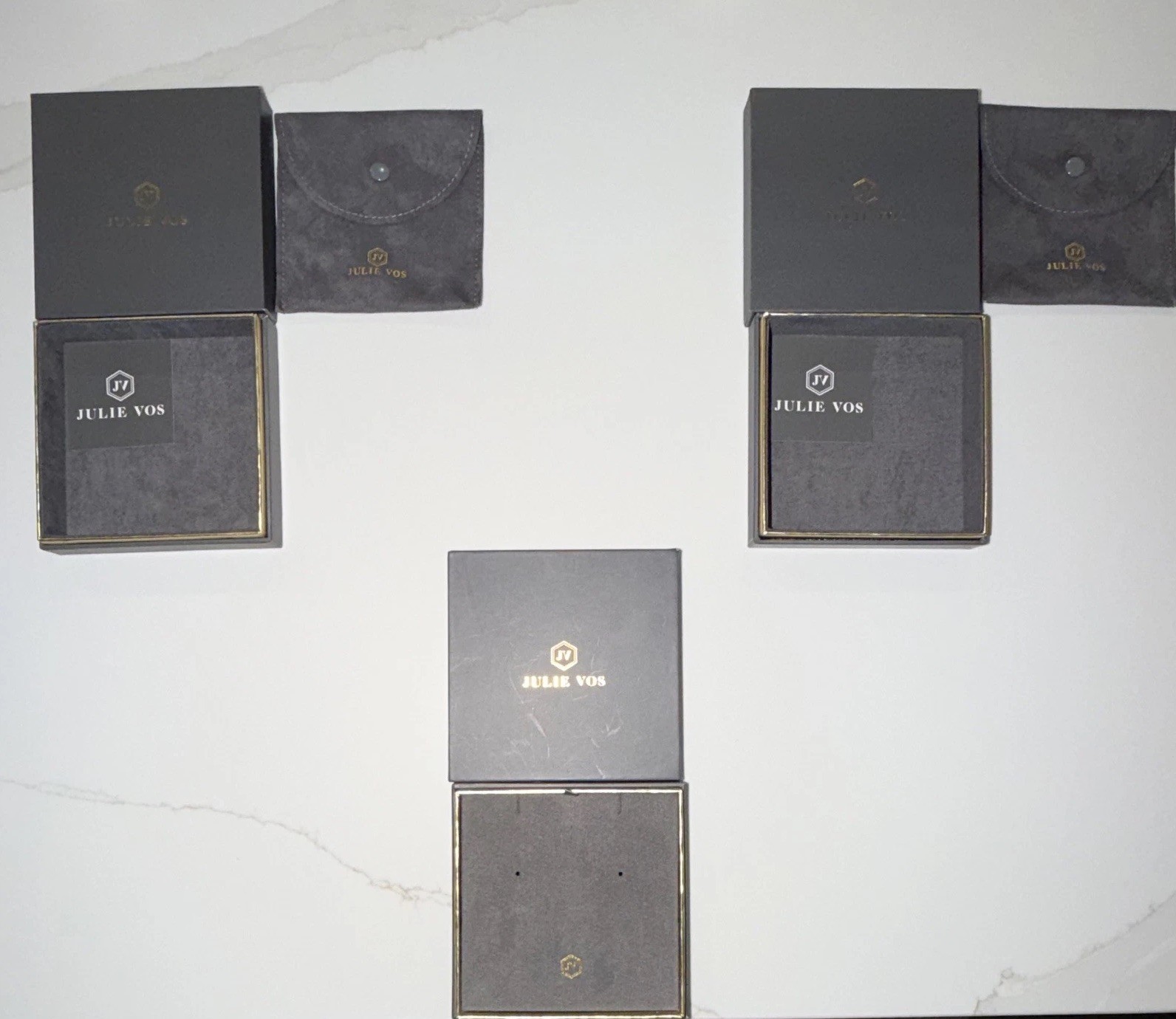Julie Vos Black Square Lined Jewelry Gift Box Paper/Cardboard Packaging