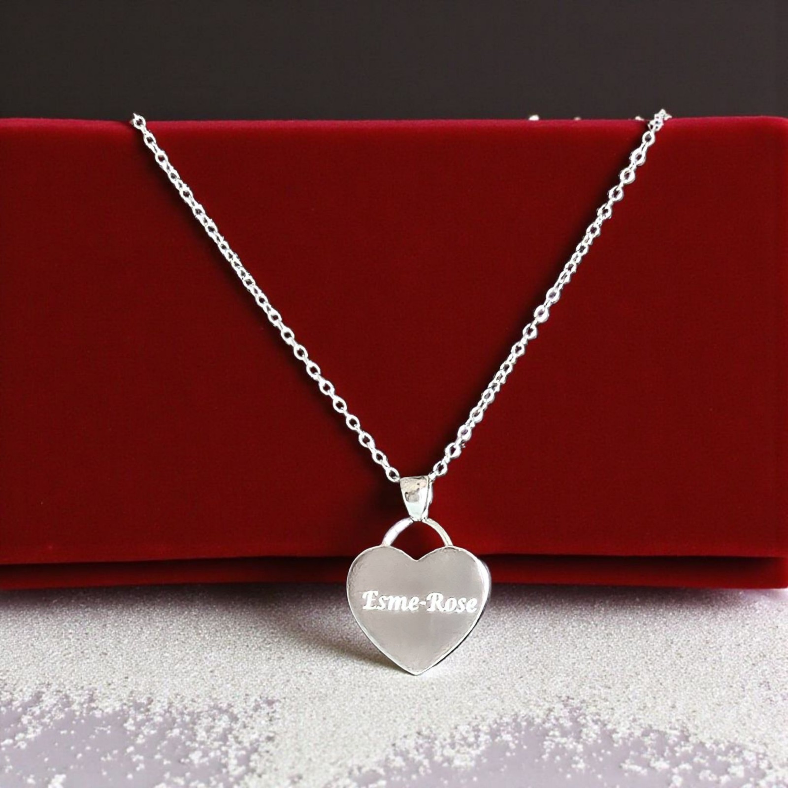 Personalised 925 Sterling Silver Engraved Heart Charm Pendant Necklace Gift