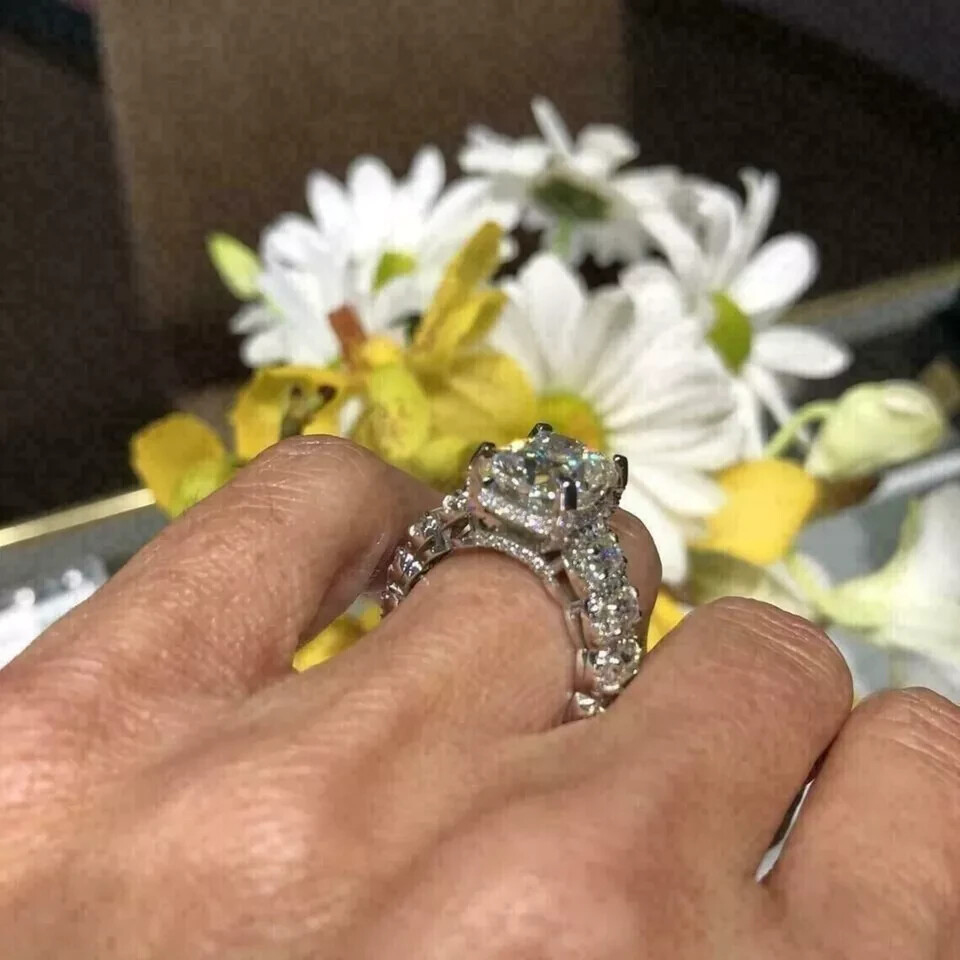 4.30 Ct Cushion Cut Lab Created Diamond Engagement 14K White Gold Filled Ring