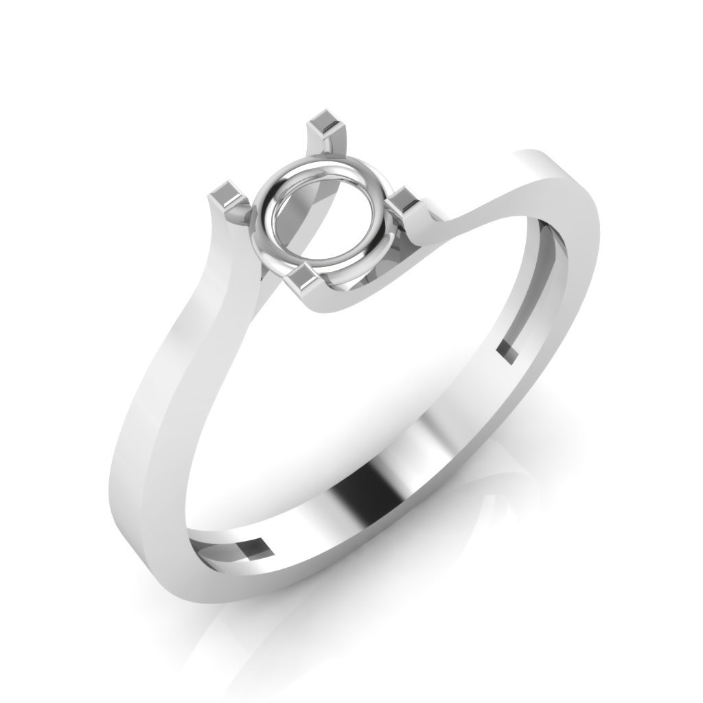Semi Mount Setting Solitaire Diamond Engagement 4 MM Solid 14K White Gold Ring
