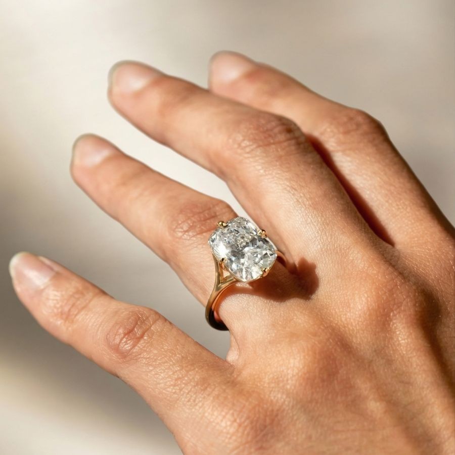 4.00Ct Cushion-Cut VS1 Lab Grown Diamond Wedding Engagement Ring 14k Yellow Gold