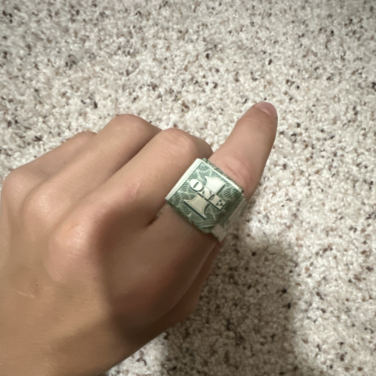 Folded $1 Bill Money Ring Adjustable Green Paper Band Coins & Money Theme