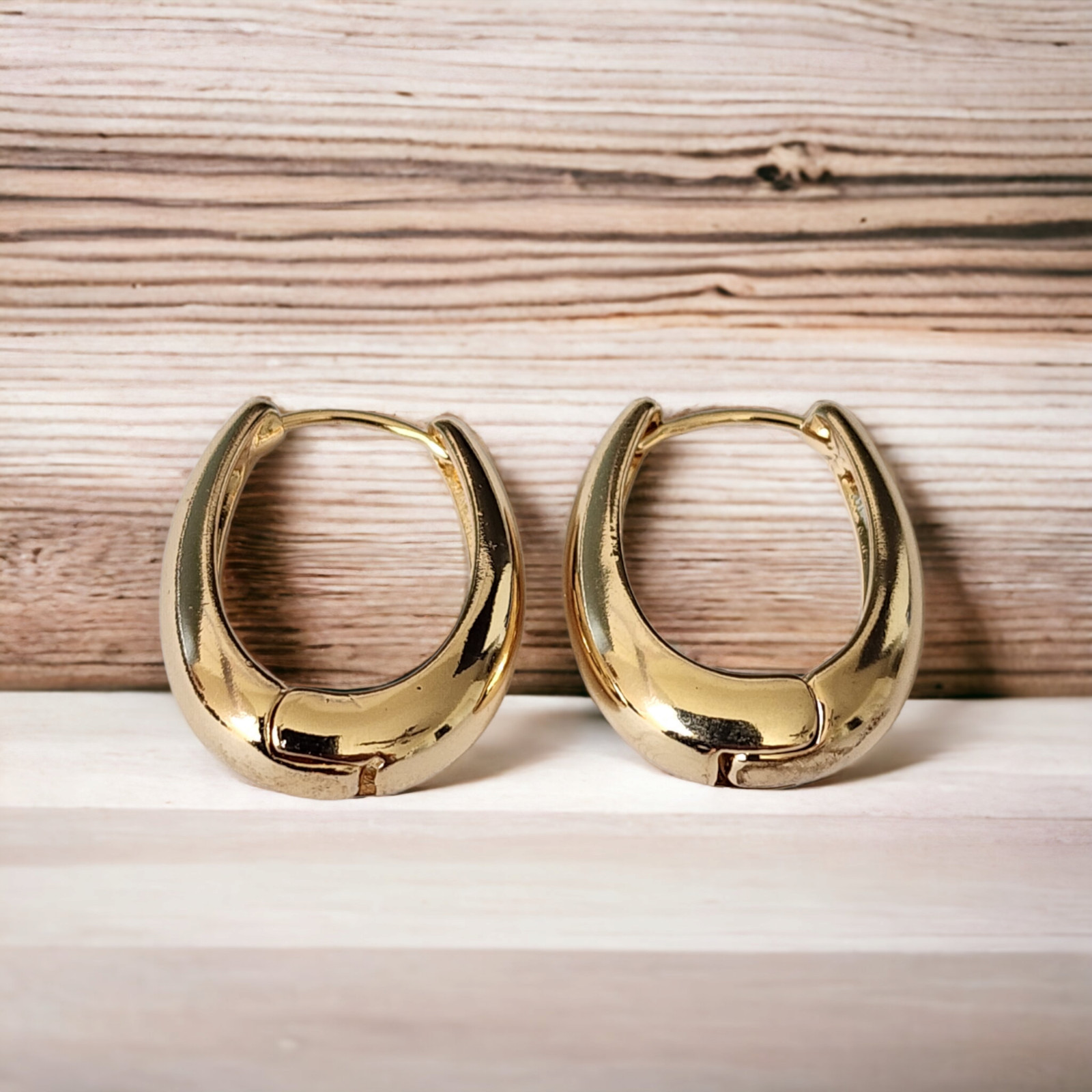 Hoop Thick Dangle Earrings Gold Plated For Women Fashion Jewelry Medium Size