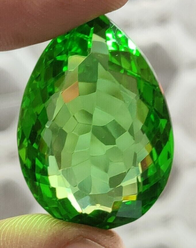 75.45 Ct. Green Peridot Pear Cut Faceted AAA+ Loose Gemstone for Ring & Pendant