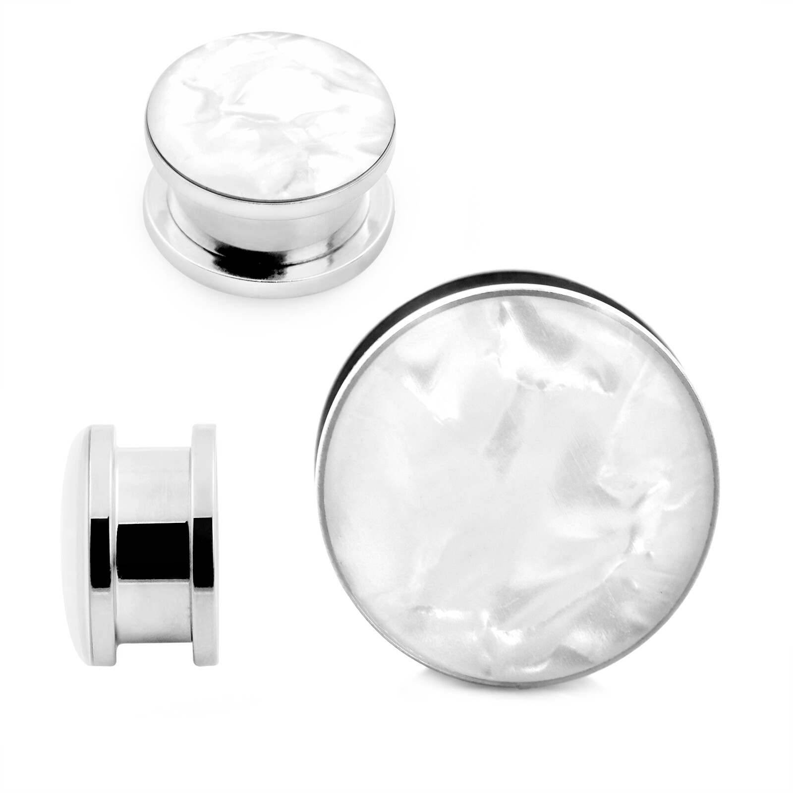 Pair Ear Gauges Stainless Steel Ear Plugs Flesh Tunnels Gem Flower Shell 6-25MM