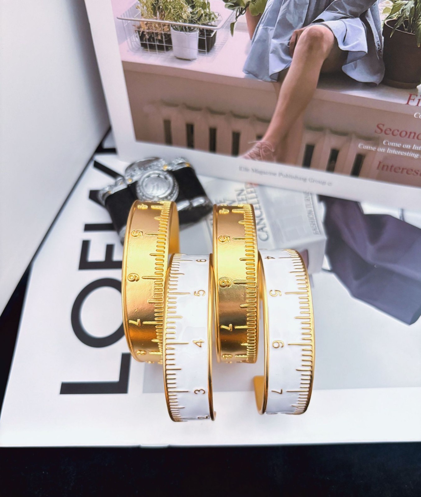 High Quality Simple Enamel Ruler Gold Earrings Gift