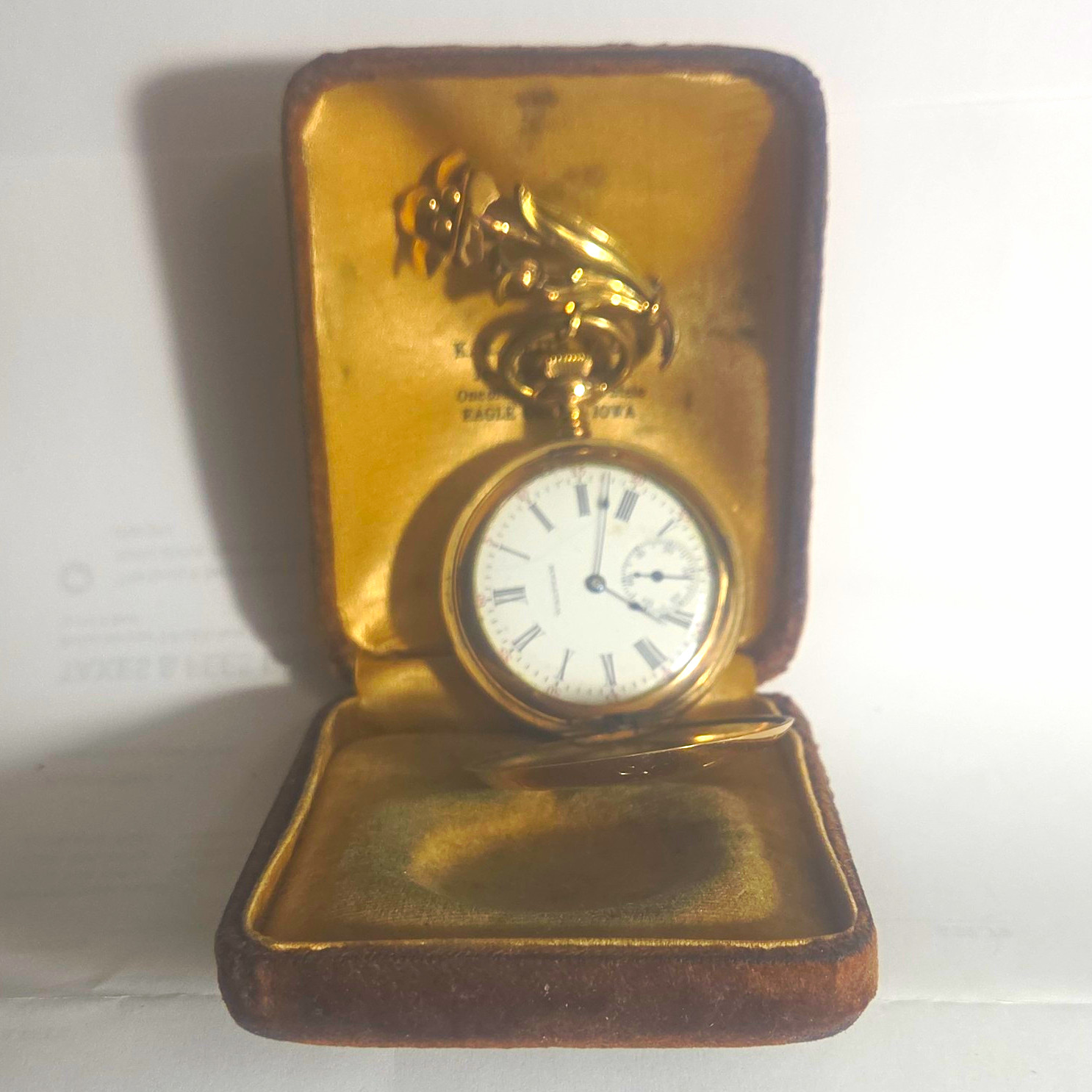 Vintage 1904 Waltham Watch 15J Grade 115 Size 0s RUNNING Manual W/ Original Box