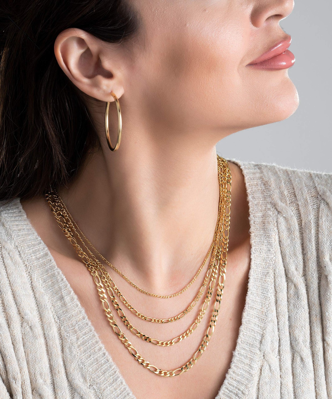 Barzel 18K Gold Plated Figaro Chain Necklace 2MM, 2.5MM, 3MM, 4MM, 4.5MM & 5M…