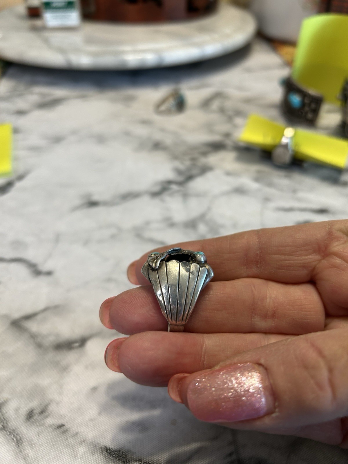 Sterling silver native american mens 10.5,ring from 1970’s