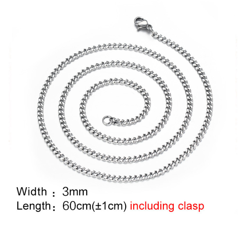 16-36″ Solid Stainless Steel Silver Gold Chain Cuban Curb Women Men Necklace 3mm