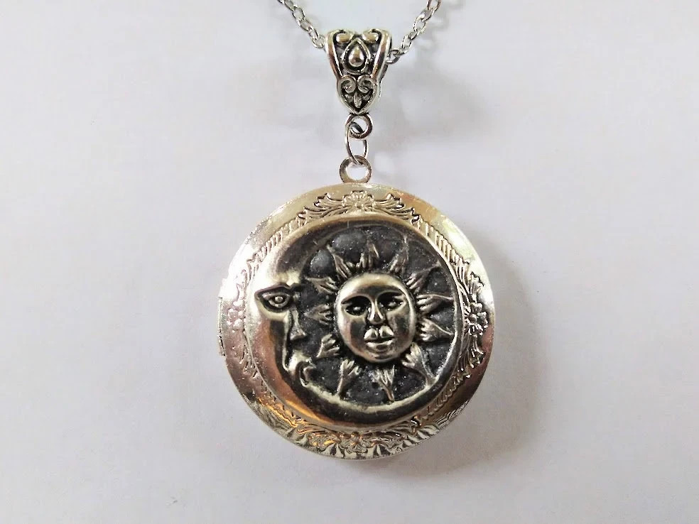 Sun and Moon Locket Necklace Great Gift Birthday Christmas