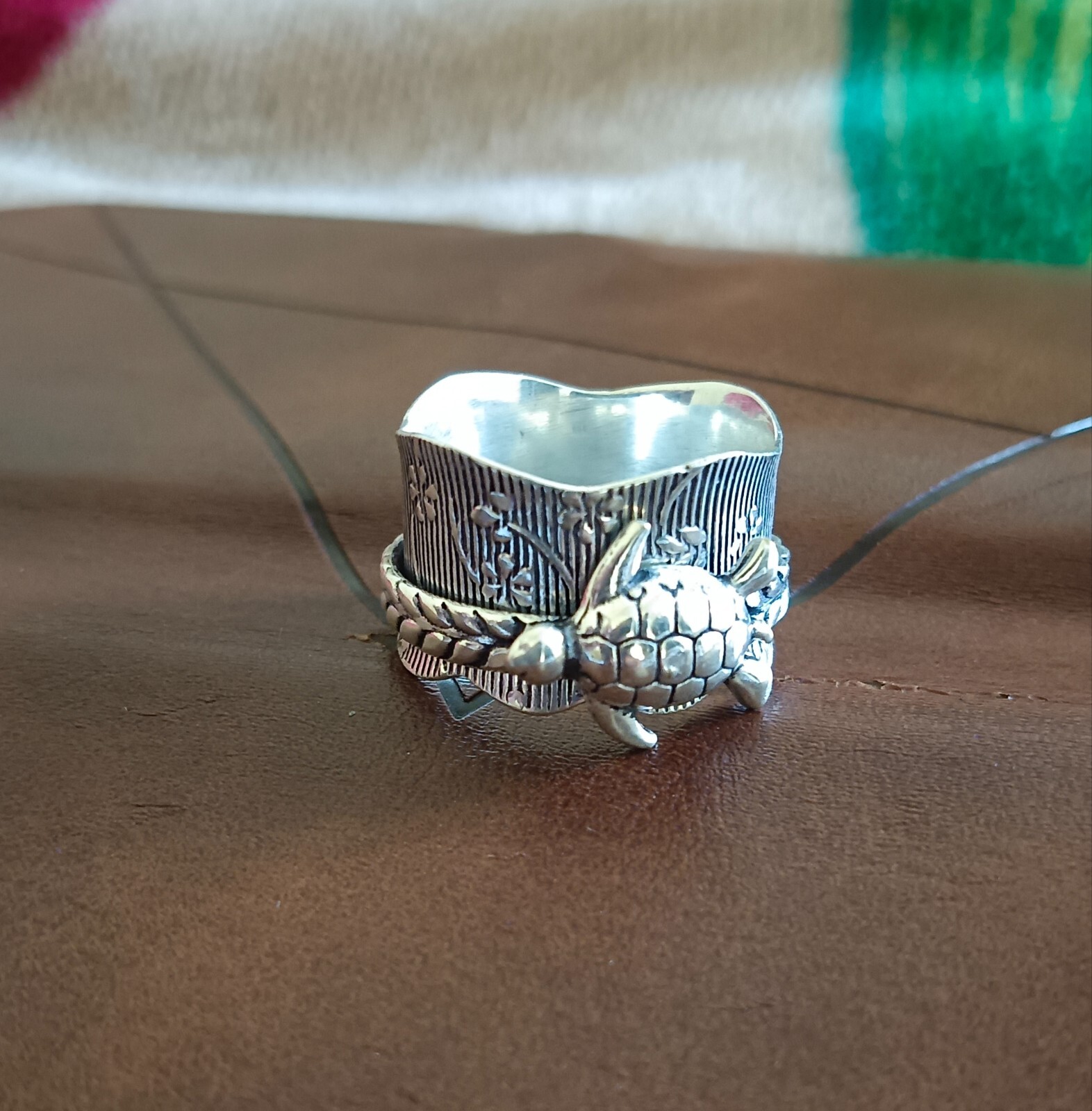 Handmade Turtle Textured Spinner Ring 925 Sterling Silver Ring All Size SR404