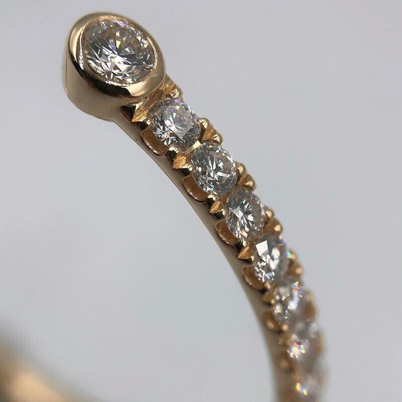 3CtRound Lab Created Diamond Women’s Cuff Bangle Bracelet 14K Yellow Gold Finish