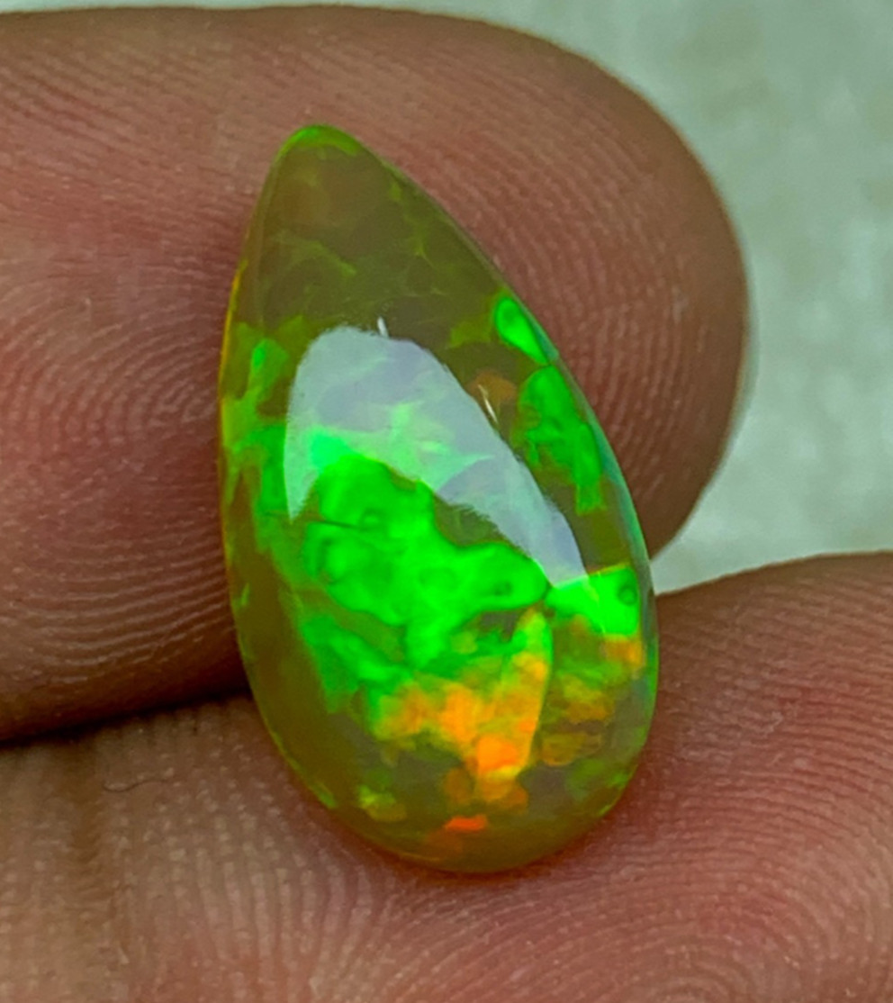 Natural Welo Honeycomb Opal 3.85ct Dark Base Pear Cabochon Collector Gemstone
