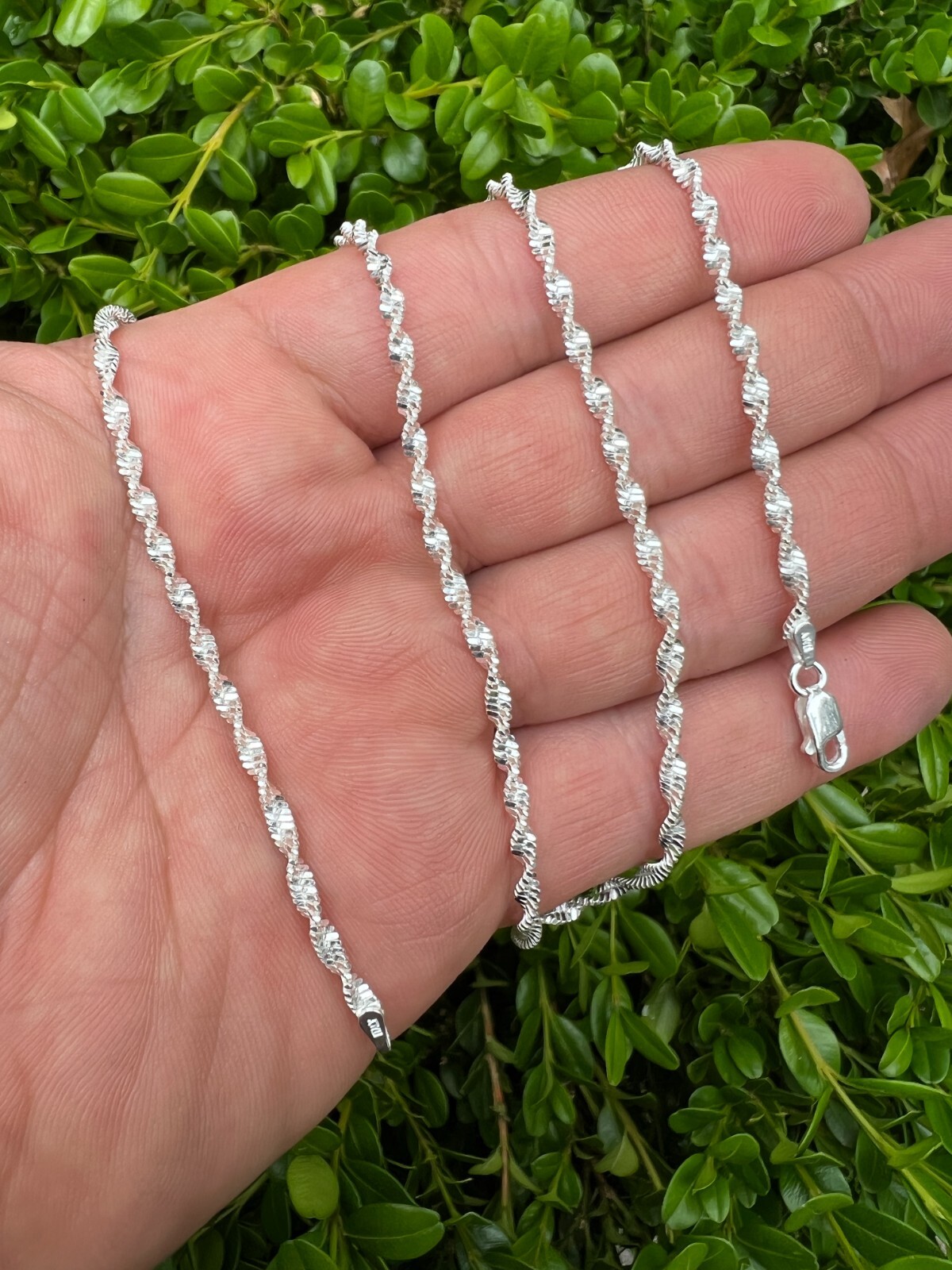 Real 925 Sterling Silver 2.5mm Loose Singapore Rope Chain Necklace Mens Ladies