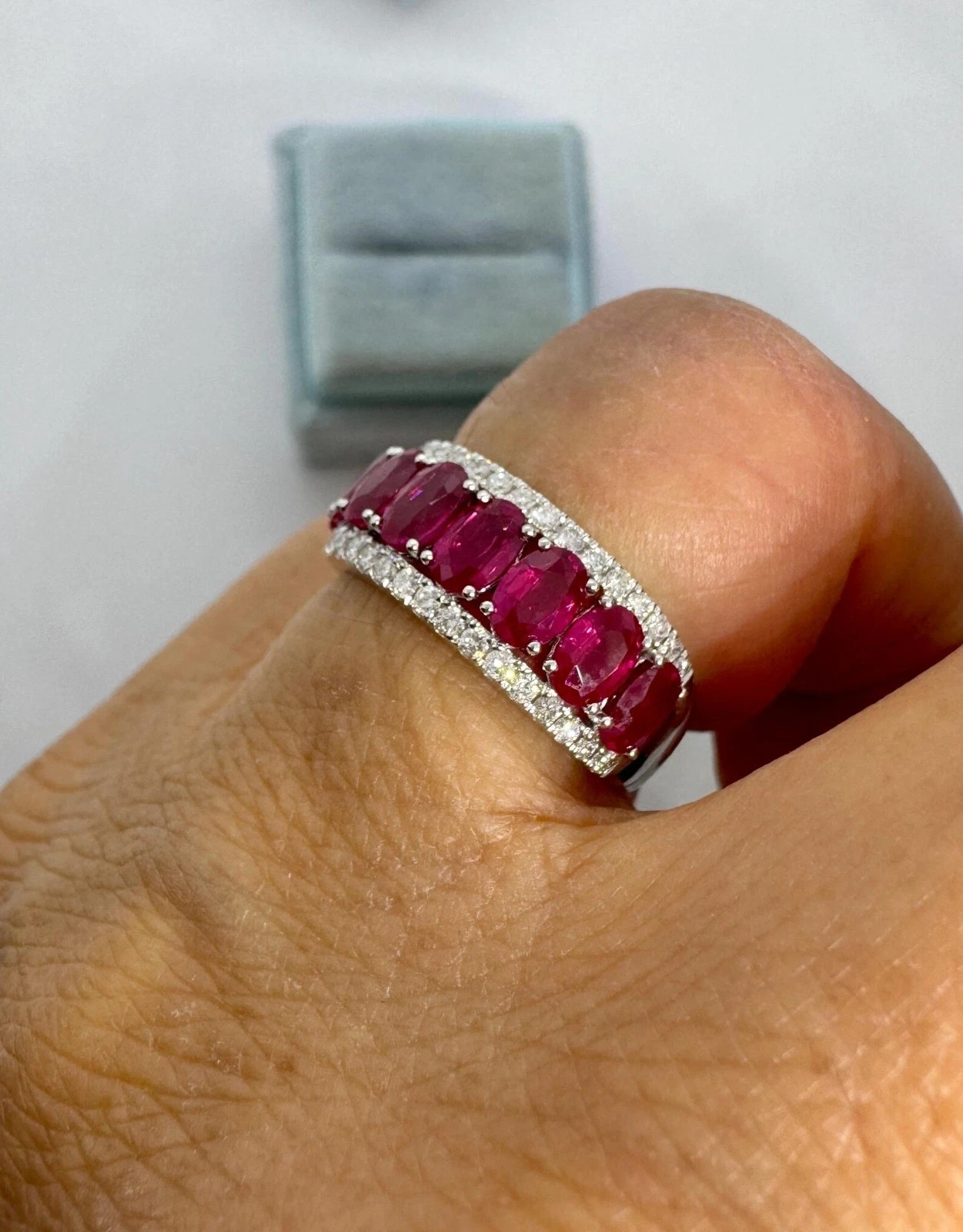 4.00 Ct Oval Cut Natural Ruby Diamond Engagement Ring 14K Solid White Gold 6