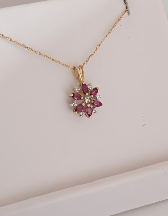 Ruby & Diamond Necklace 14K 2 Grams Retail Price $1299 Make Me An Offer!