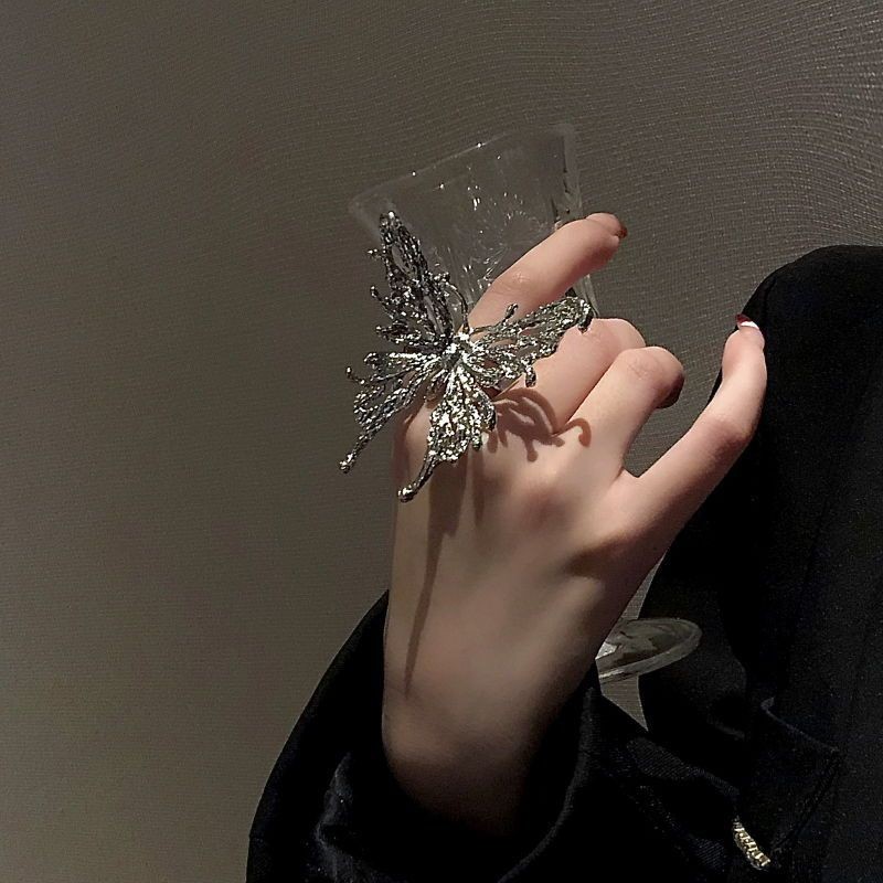 Large Butterfly Adjustable Ring for Women Fashion Jewelry Accessory