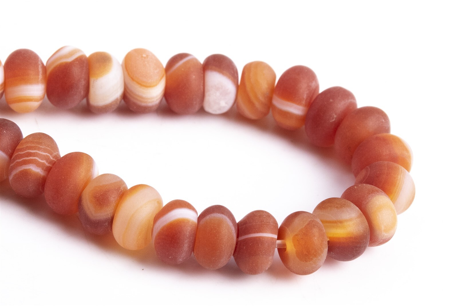 Matte Deep Orange Red Striped Agate Grade AAA Rondelle Loose Beads 6x3MM 8x4MM
