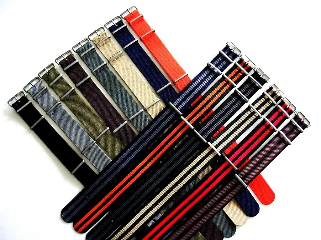 22mm Bonded striped NATO G10 Premium nylon watch strap 2 pak Stitched IW SUISSE