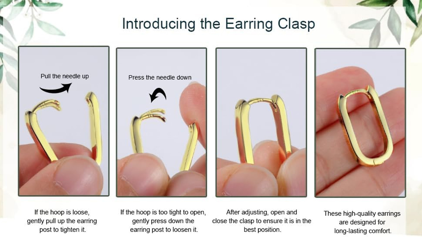 Silver Hoop Earrings for Women Small Square Hypoallergenic 14K Gold Plated Hoop