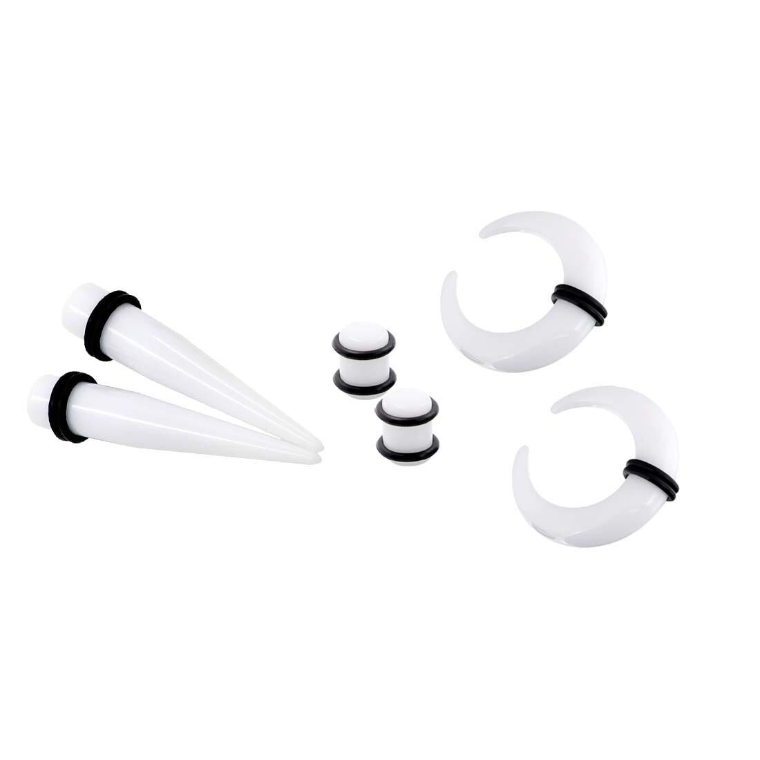 52Pcs Acrylic Ear Stretching Kit 14G-00G Beginner Gauge Crescent Taper Plug Set