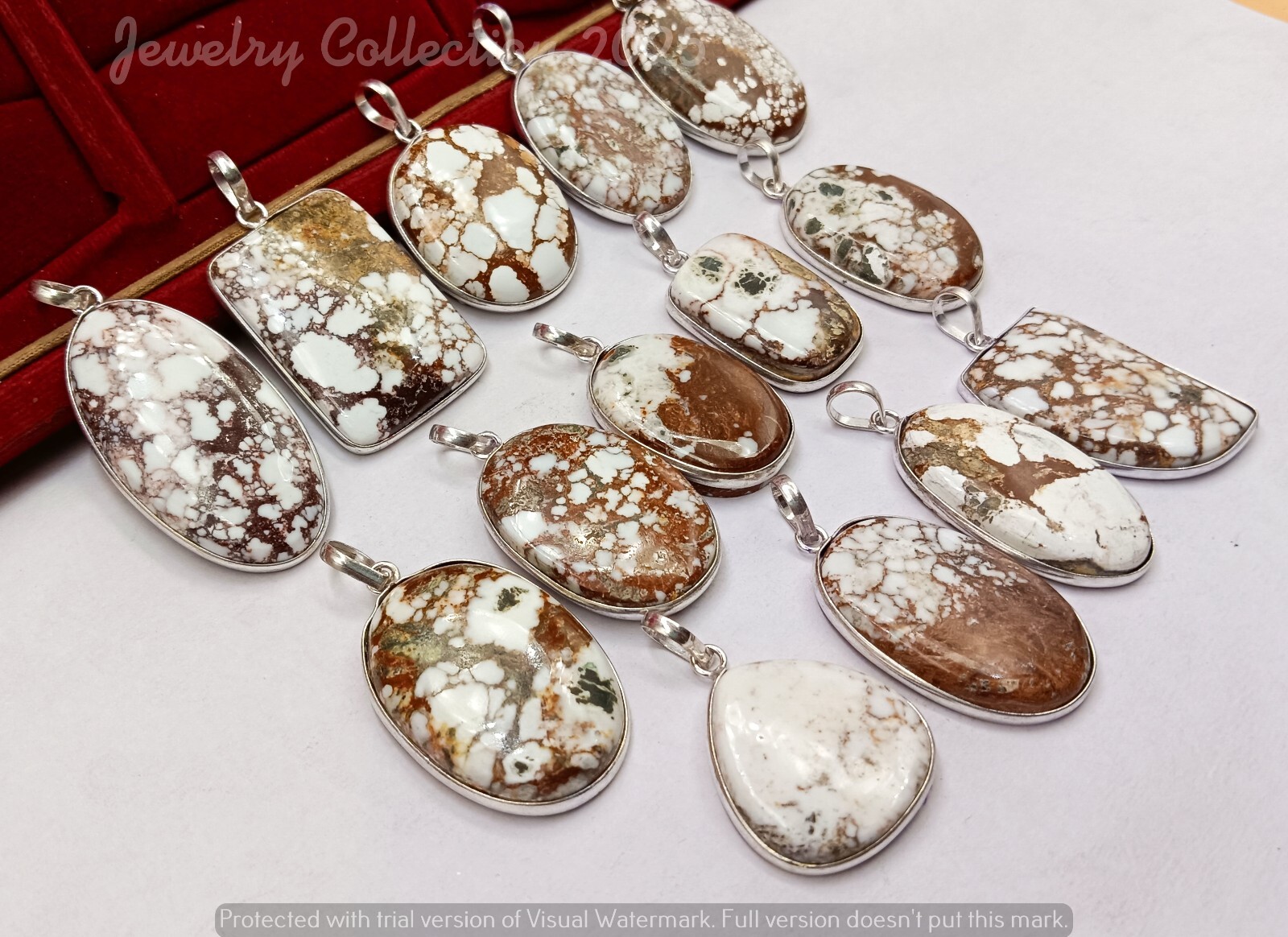 Wild Horse Jasper Gemstone 5PCS Pendants 925 Silver Plated Wholesale Jewelry Lot