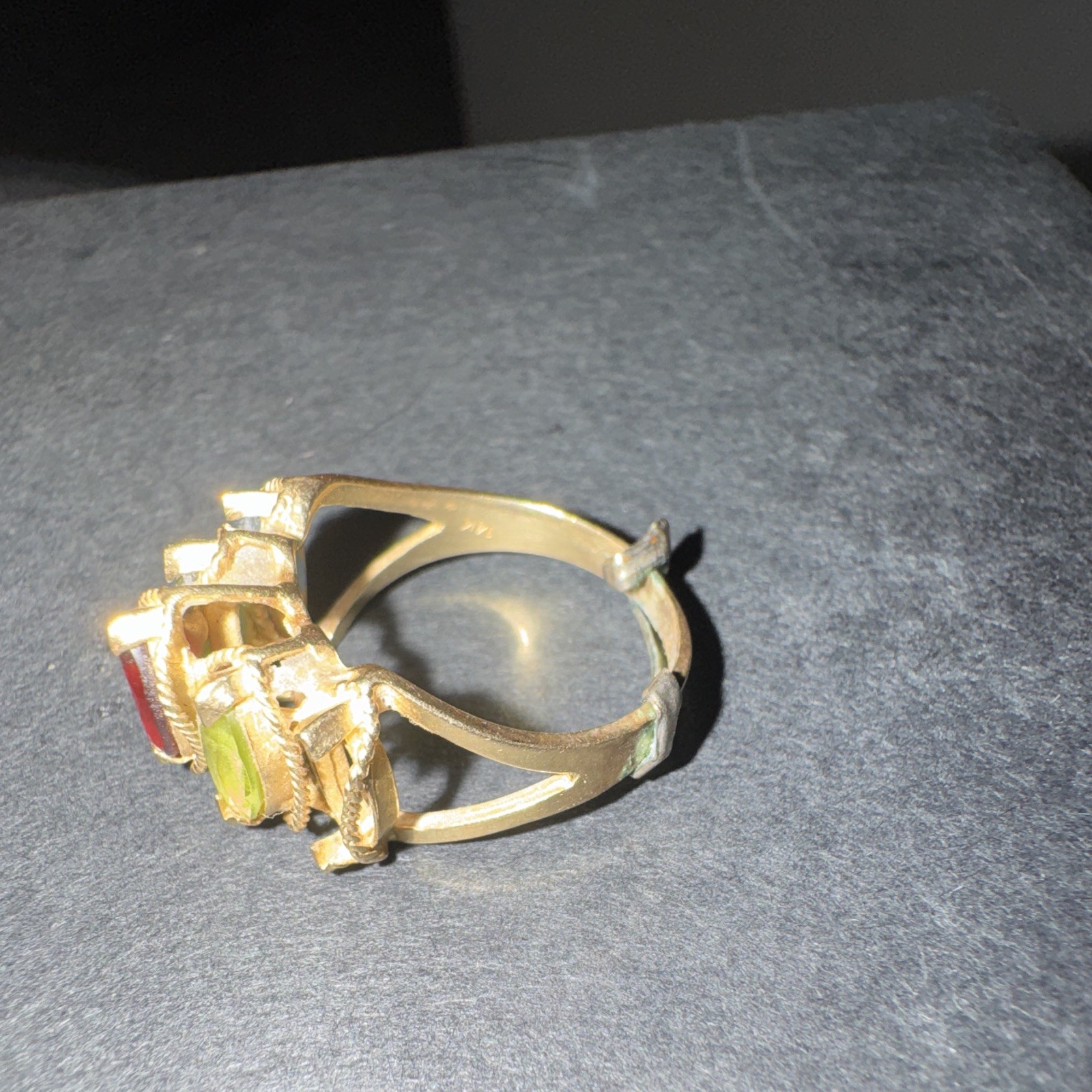 Gold Tone Adjustable Multi-Stone Cocktail Ring, Size 7, Yellow Gold