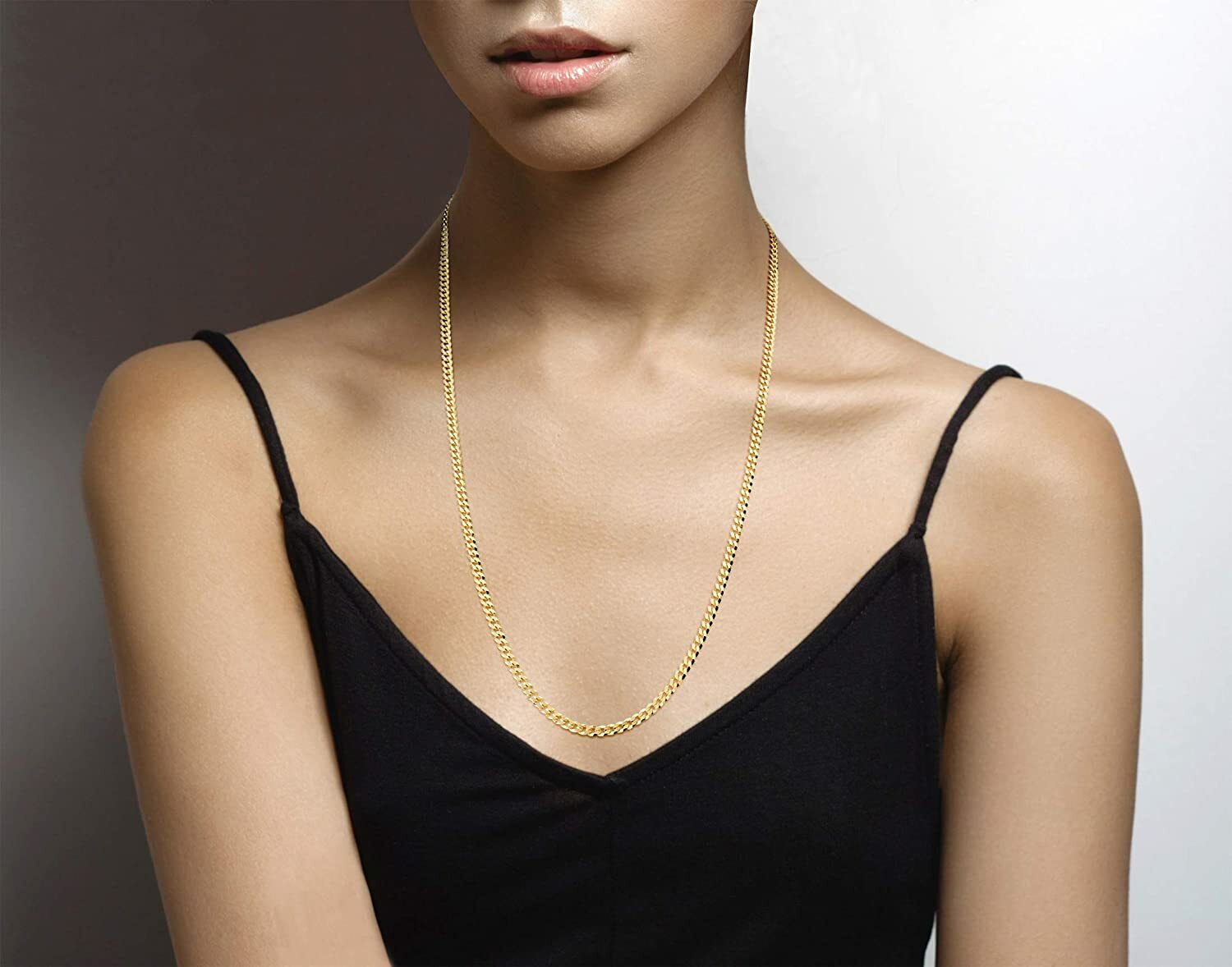 3MM Solid 925 Sterling Silver Italian Gold Curb Cuban Chain Necklace 18″- 24″