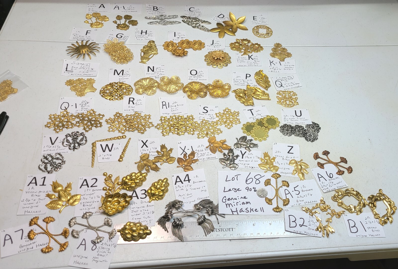 HUGE Lot #68 Vtg Miriam Haskell Large Flowers Jewelry Design Stampings Findings
