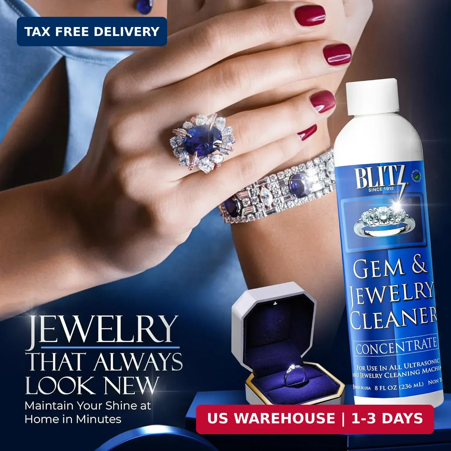 Blitz Gem & Jewelry Cleaner Concentrate. Refill for ultrasonic machines 8oz | Bl