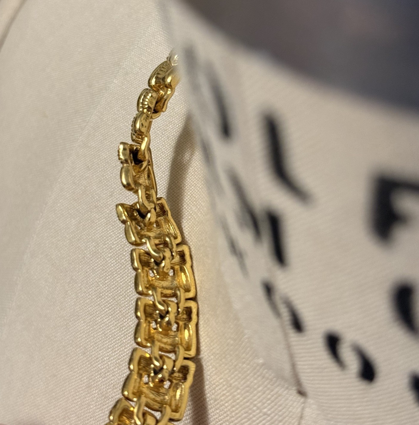 Napier Signed Gold Tone Bar Link Chain Choker Necklace w/ Box Clasp