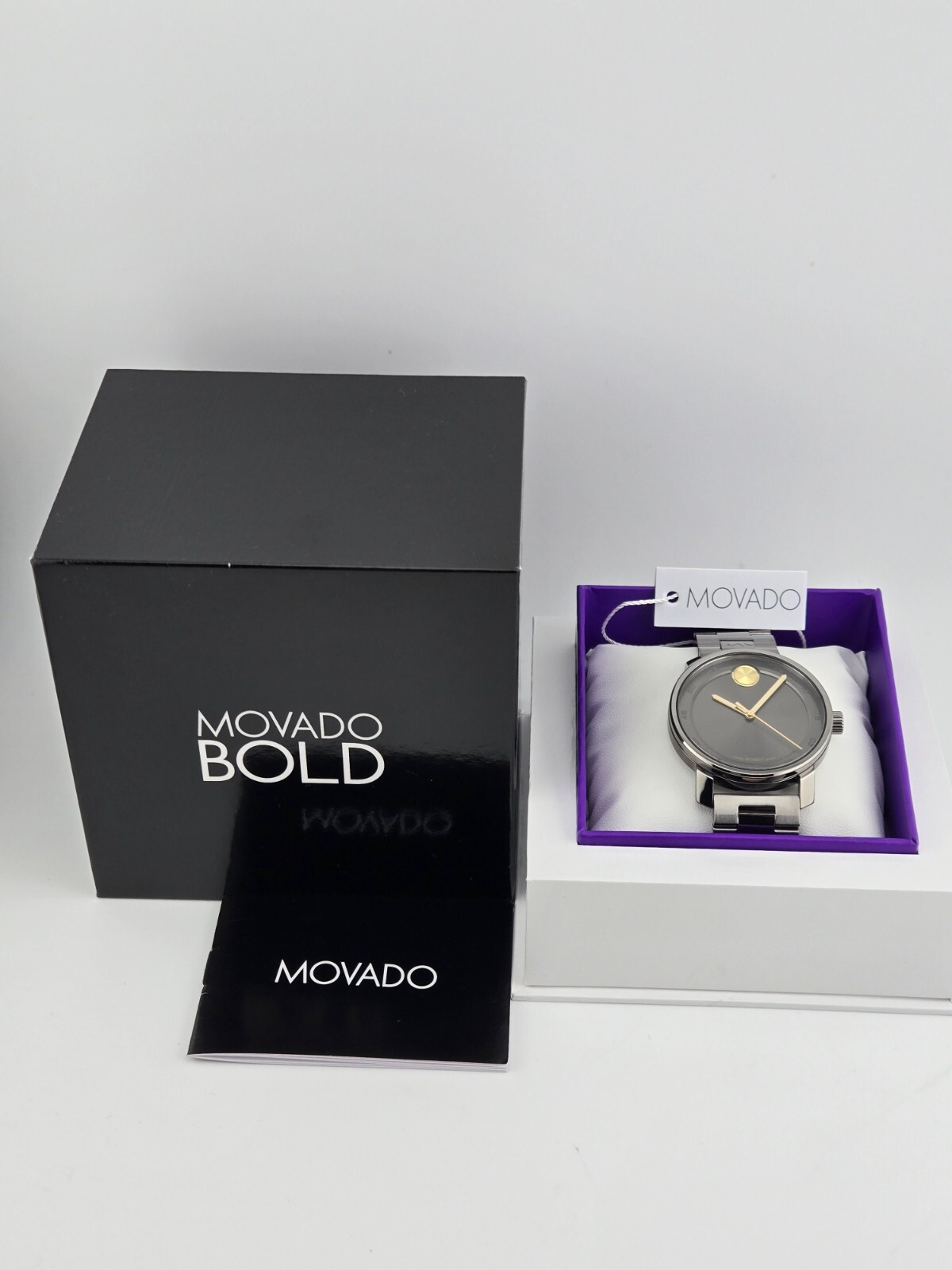 $795 MSRP | Movado Bold Men’s Gray Dial Stainless Steel Watch – 3600913