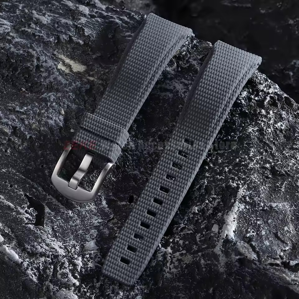 Curved End FKM Rubber Watch Strap 20mm 21mm 22mm Military Sport Band