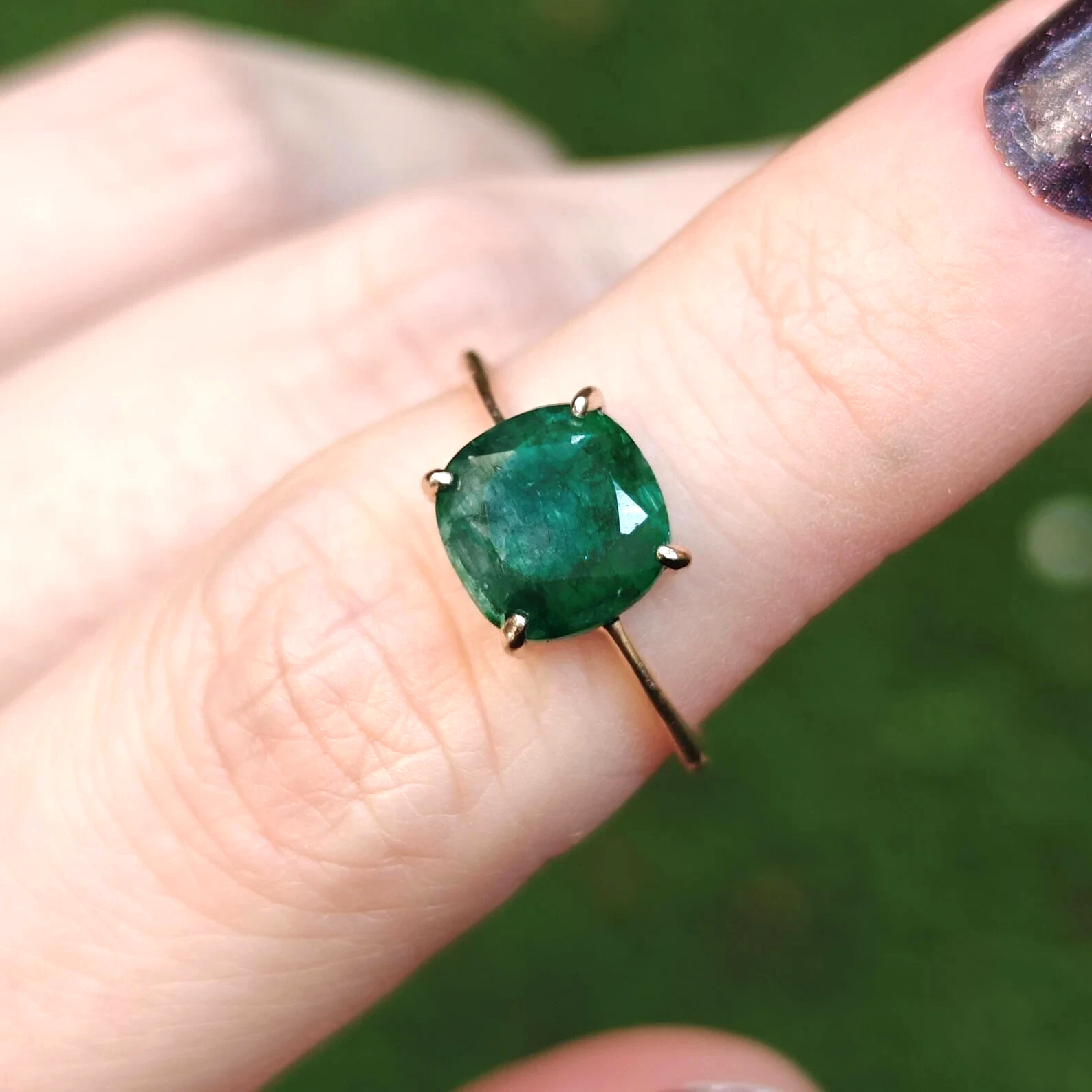 Green emerald engagement rings gold plated 925 Silver Promise gift ring