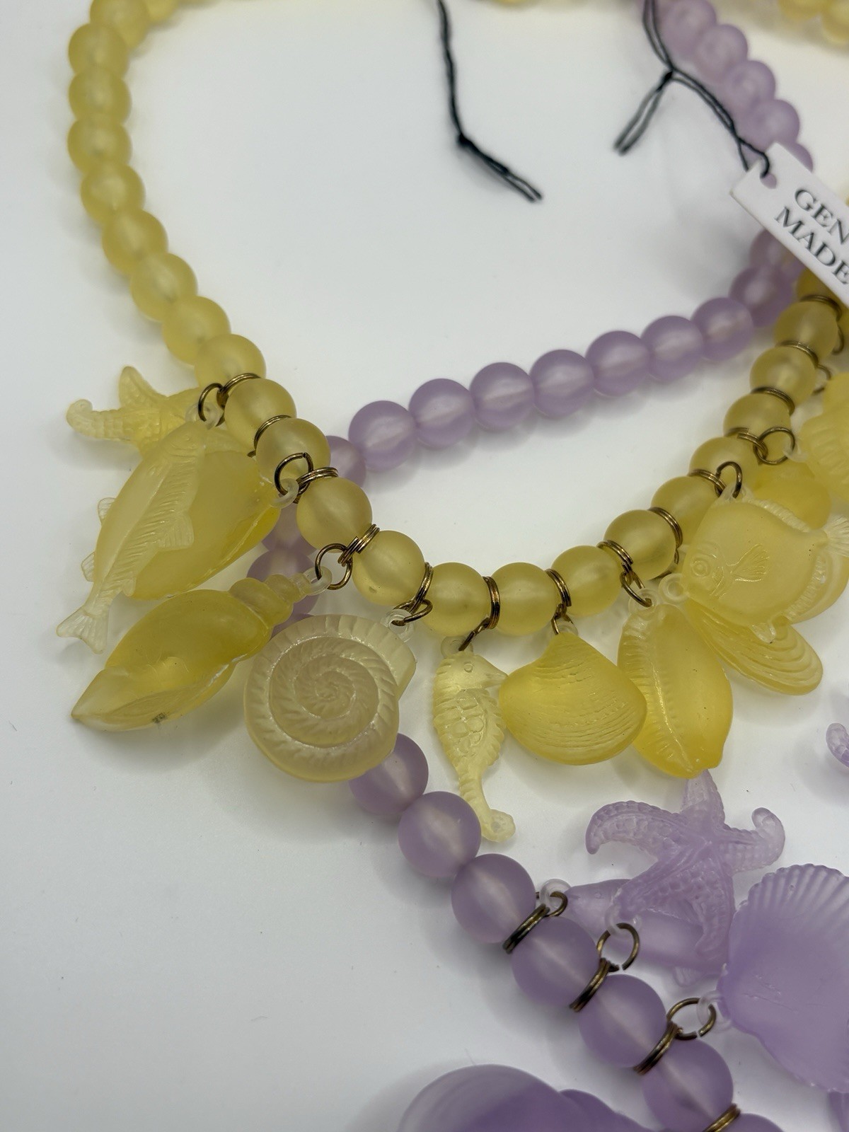 Ahura Cale Collection Lucite Bead Necklace Set Yellow Purple Sea Life, China
