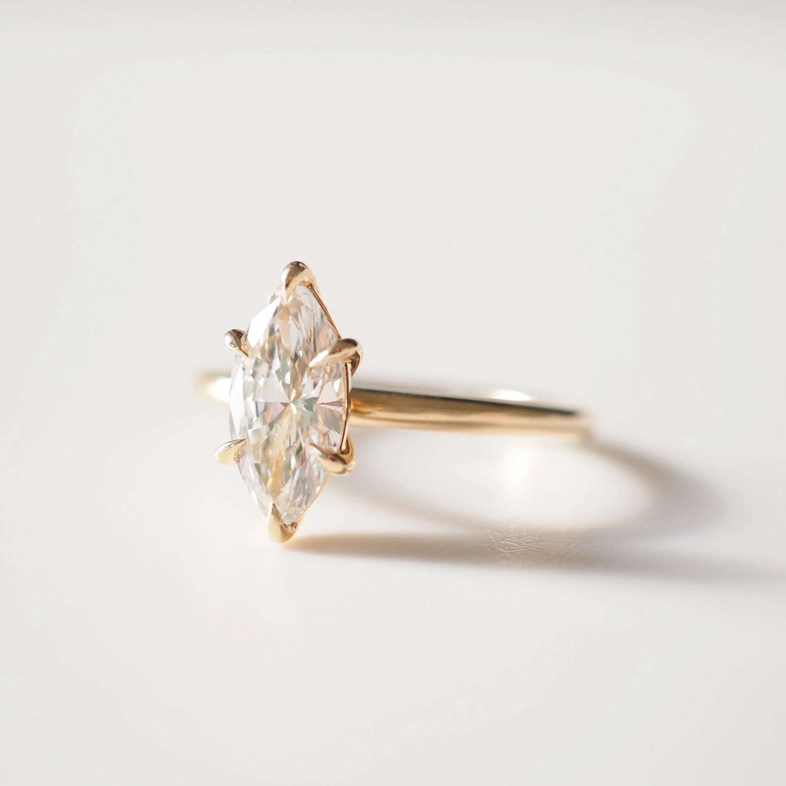 2 Ct Marquise Cut Lab Grown Diamond Solitaire Engagement Ring 14k Yellow Gold